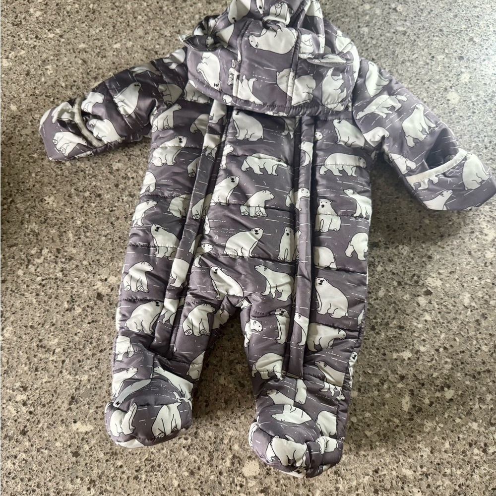 Wippette Kids Polar Bear Fleece Lined Microfiber Winter Puffer Snowsuit 3-6MONTH